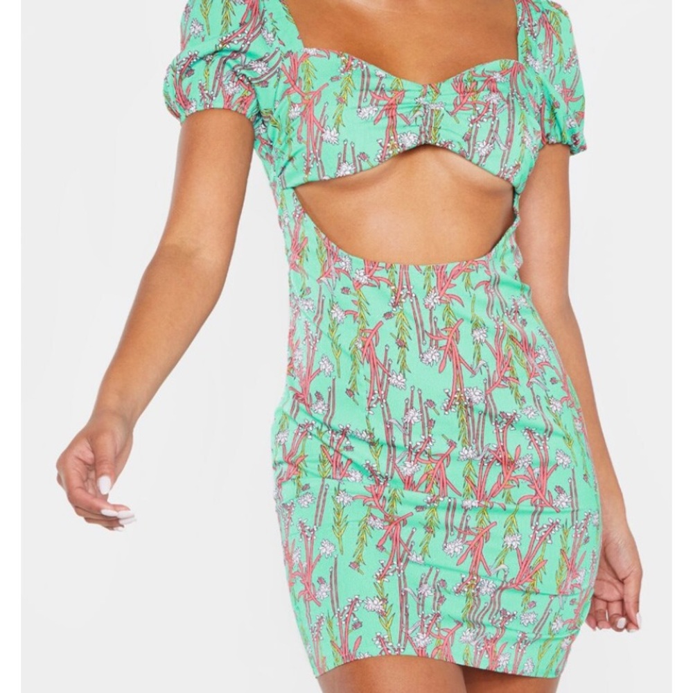 PrettyLittleThing | mint cut out bodycon dress - Picture 4 of 5
